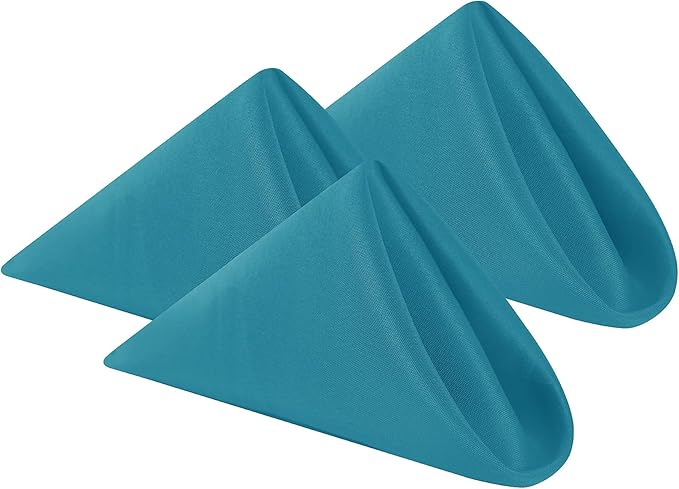Cloth Napkins 20x20 inch Washable Polyester Dinner Napkins Soft Table Napkins for Wedding Party Dining Banquet(Caribbean Blue,12PCS)