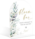Acrylic Wedding Signs, Greenery Theme Bloom Bar Sign, Wedding Reception Signage, Bridal Shower Table Decor with Stand, Bloom Bar Supplies for Engagement, Anniversary, Newlywed Events and Parties, 01