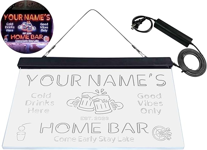 ADVPRO Personalized Your Name Custom Home Bar Beer Established Year Dual Color LED Neon Sign White & Orange 16 x 12 Inches st6s43-p1-tm-wo