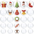Christmas Ornaments Balls 25pcs Clear Plastic Fillable Ornaments for Crafts Bulk, DIY Hanging Transparent Round Ball Ornaments for Christmas Tree Decorations Home Decor Wedding Birthday Party Supplies