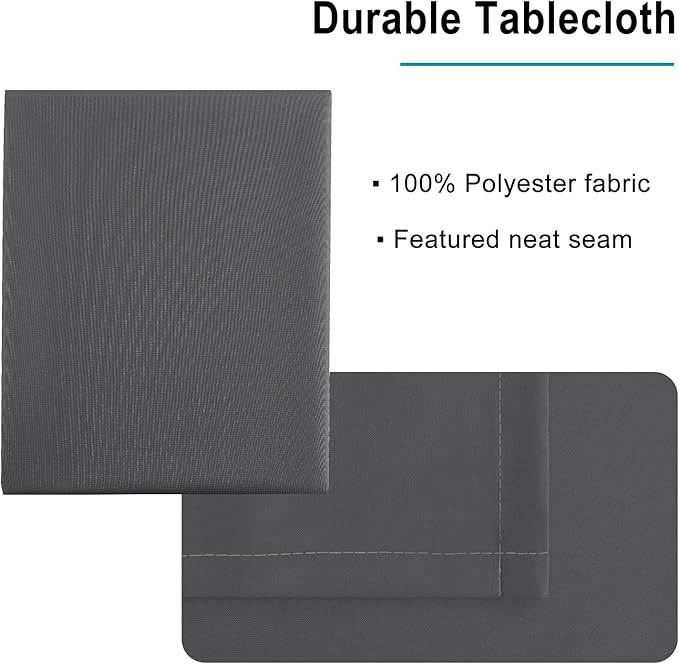 Hiasan Rectangle Tablecloth Grey - Wrinkle Resistant and Waterproof Washable Polyester Fabric Table Cloth for Dining Party and Outdoor Use, 30 x 60 Inch