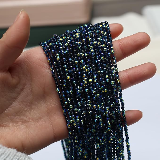 10 Strands Artificial Color Plating Faceted Beads Synthetic Colorful Crystal Beaded for Jewelry Making Necklace Decoration 3mm
