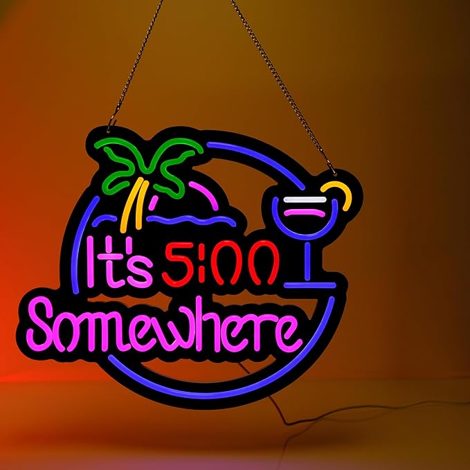 Ultrathin Its 5 00 O'clock Some Where Neon Sign Art Wall Lights for Bedroom Windows Glass Hotel Pub Cafe Wedding Birthday Party Gifts