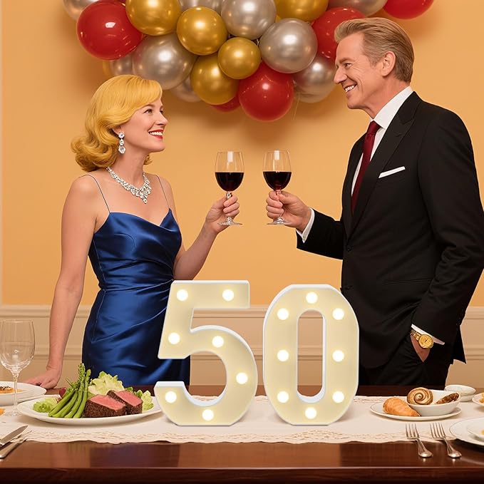 LED Marquee Light Up Numbers Sign - Lighted Birthday Numbers Sign for 18th Birthday Party Decoration, Bar Wall, Home, Table Room, Wedding and Christmas Decorations, Number 18