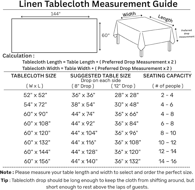 Solino Home Linen Tablecloth 60 x 144 Inch - Classic Hemstitch 100% Pure Linen Teal Table Cloth for Rectangle Tables - Machine Washable Tablecloth for Fall, Autumn