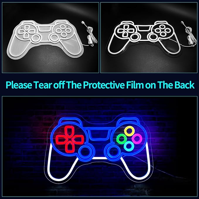Game Neon Signs for Wall Decor Gaming Controller LED Neon Sign for Game Room Neon Light Sign for Wall Decor Birthday Party USB Powered Gamer Gifts for Teens Boys