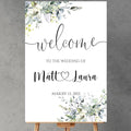 Generic Eucalyptus Wedding Welcome Sign, Editable Plastic Wedding Sign, 12x18, 18x27, 24x36 Inch, 4mm Thick, Weatherproof & Fade-Resistant, Customizable with Names, Date, Message