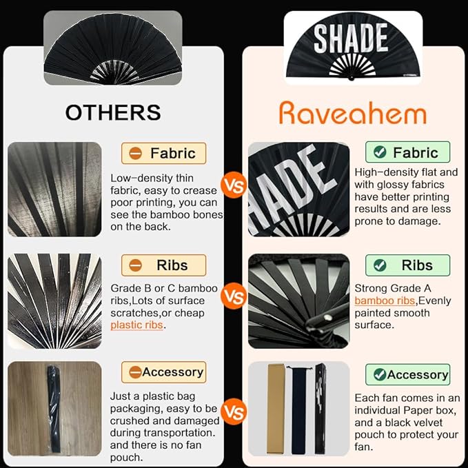 UV Glow Rave Fan, Bamboo Folding Clack Hand Fans Foldable for Men Women, Boots on the Ground Poping Fan for EDM Festival Line Dance Decoration, (Butterfly-1, Large 13")