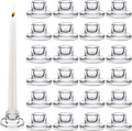 24 PCS Glass Taper Candle Holders Bulk Candlestick Holders Clear Short Tapered Candle Stick Holder Decor Set for Table Centerpiece Wedding Party Advent Christmas Home Decorations (24, Clear)