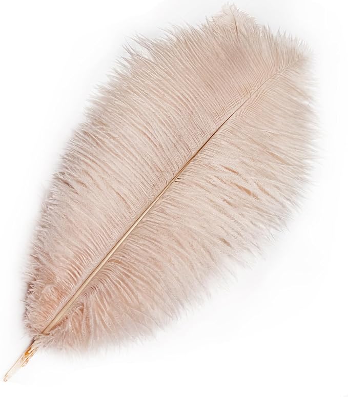 Happy Feather 16-18 inch Purple Ostrich Feathers Craft for Wedding Party Centerpieces Home Decoration DIY Craft Pack of 10-Champagne
