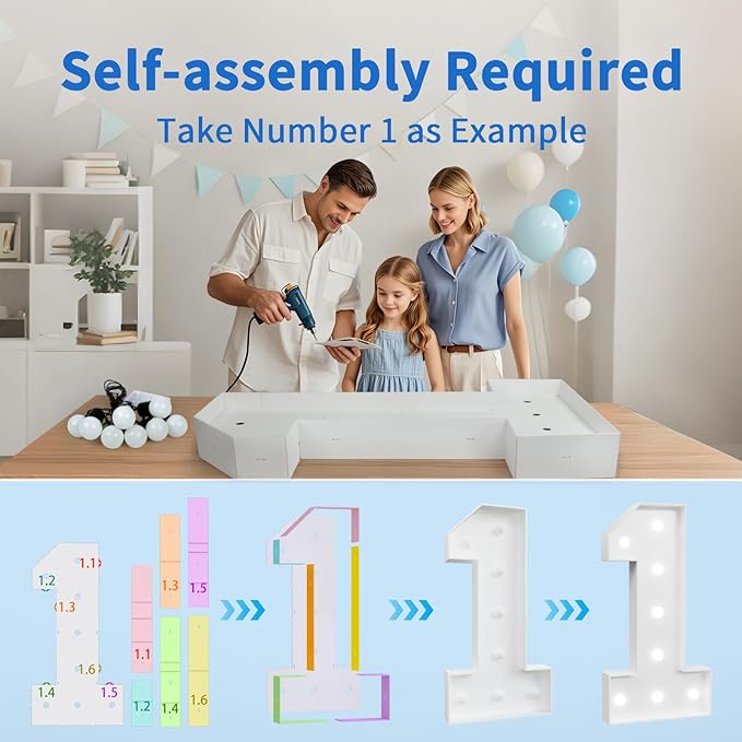 imprsv Marquee Numbers Large 36th-Birthday Decorations: 4ft Light Up Number Party Decor 36 Year Old 63rd Women and Men Backdrop 63 Anniversary Cardboard Big Mosaic Balloon Frame Number 36