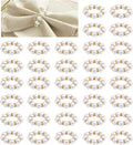 48 Pcs Gold Disposable Napkin Rings, Delicate Pearl Napkin Ring Holder, White & Golden Beaded Serviette Buckles for Formal Wedding Dinner Home Decor Party Supplies