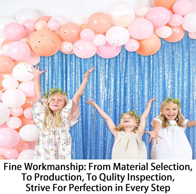 ShinyBeauty Sequin Curtains 2 Panels Baby Blue 4x10ft Shimmer Sequin Backdrop Curtain Sparkly Photography Background Drapes for Parties Wedding Bridal Showers Baby Blue Sequin Backdrop Curtain