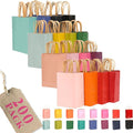 qiqee 200Pcs Paper Gift Bags with Handles - 8.3"x6"x3.15" Small Party Favor Bags Multiple Uses - 16 Solid Colors
