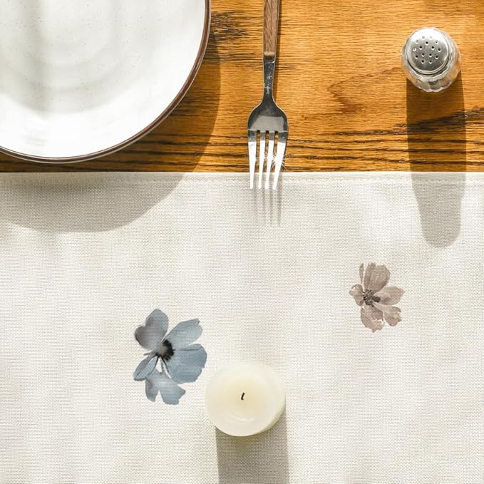 Artoid Mode Brown Poppy Floral Leaves Spring Table Runner, Seasonal Summer Kitchen Dining Table Decoration for Home Party Decor 13x90 Inch