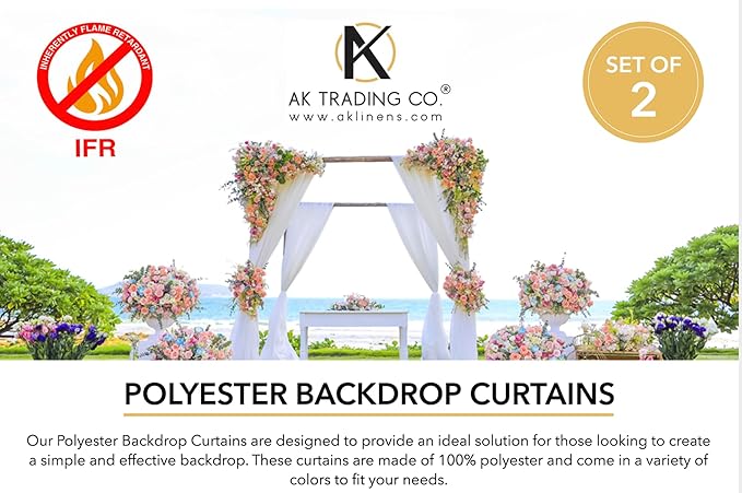 AK TRADING CO. 10 feet x 8 feet IFR Polyester Backdrop Drapes Curtains Panels with Rod Pockets - Wedding Ceremony Party Home Window Decorations - Charcoal