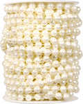 [47Feet] Pearl Beads Garland, 8MM 15.7 Yards Faux Pearl Beads String Roll Bulk for DIY Craft Wedding Party Christmas Tree Decoration