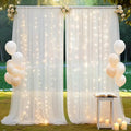 Ledido 10×10ft Tulle Backdrop Curtains with Lights String - 300LED Fairy Lights Sheer Curtain Backdrop for Weddings Baby Shower and Birthday Party Decorations(2 Panels 5×10ft)