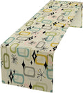 Mid Century Table Runner, Flag Retro Atomic Starburst 1950s Abstract Geometric Space Tabletop Decoration for Home Kitchen Restaurant Table Flag 13x36 Inch