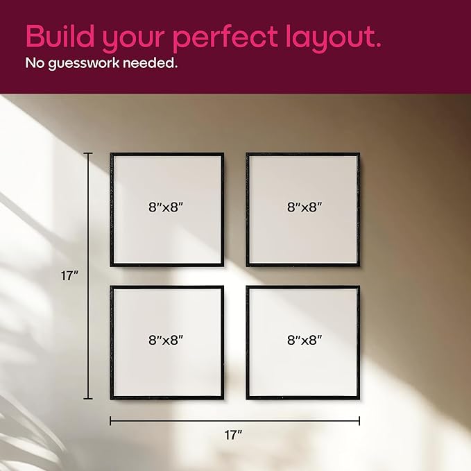 Mixtiles Official - Custom Photo Tiles - Personalized Printed Photos - Magnetic Wall Frames - Adhesive Sticker, No Nails - Various Sizes and Frames - 8x8-tiles-Tile - Clean Frame