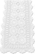 KEPSWET Cotton Handmade Crochet Lace Table Runner White Rectangle Coffee Table Dresser Decor (14x36 inch)