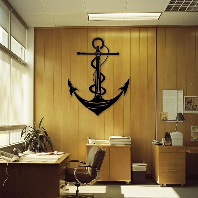XXQ Anchor Metal Wall Decor, Anchor Metal Wall Art for Bedroom Living Room Dorm Antique Anchor Wall Decor Antique Metal Anchor Farmhouse Decor (Black, 35" x 53" / 90 x 135cm)