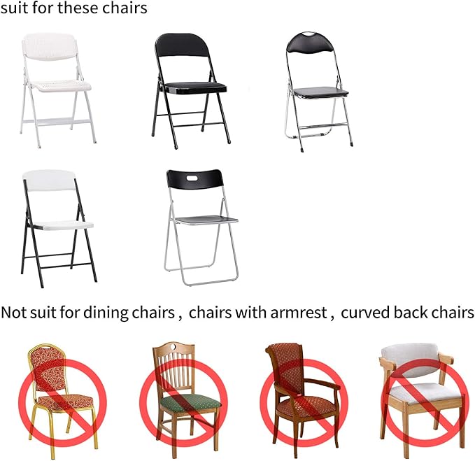 Peomeise Stretch Spandex Folding Chair Cover for Wedding Party Dining Banquet Event (White,6pcs)