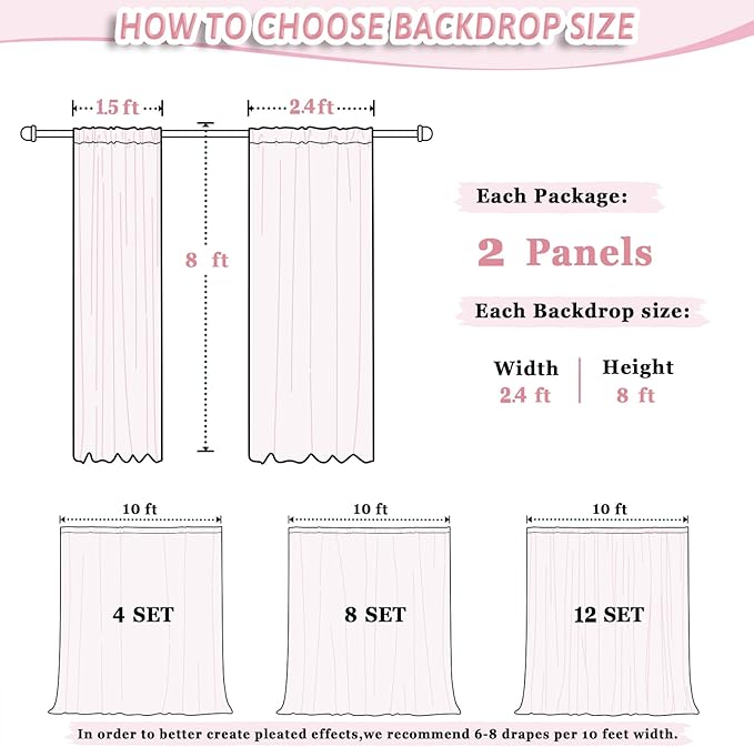 DUOBAO Peach Voile Curtains 2 Panels, 29''x96'', Rod Pocket, Living Room Drape, Sheer Chiffon Drapes for Window, Beach Curtain, Photography Backdrop