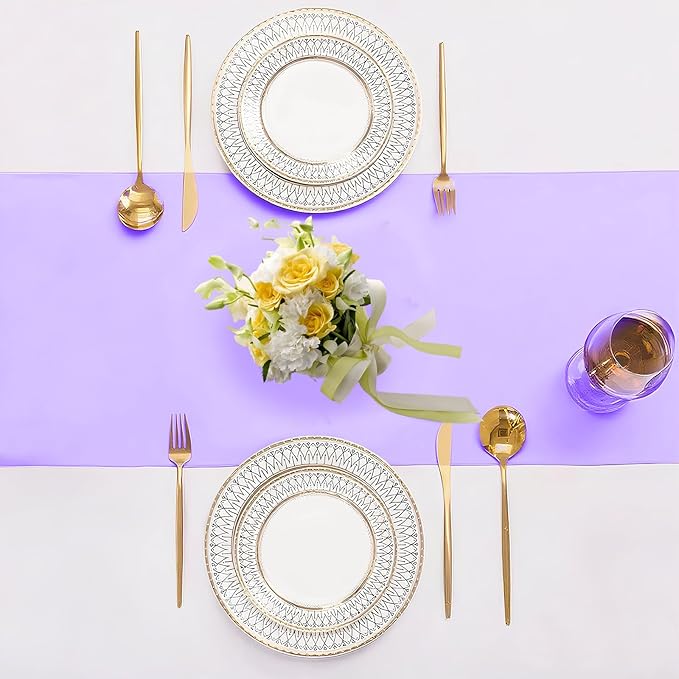 SHEJIZE 10 Pack Lavender Satin Table Runner 12x108 Inches Long, Bright Silky Smooth Satin Table Runner Table Decor for Wedding Banquet Christmas Prom Event Birthday Party