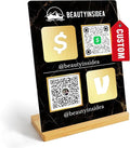 Personalized Custom Metal QR Code Sign Venmo Cashapp Scan to Pay with Stand Instagram Facebook Social Media QR Signs Bar Code QR Plaque Print for Business Salon Beauty Store Restaurant Wifi Sign (S2)