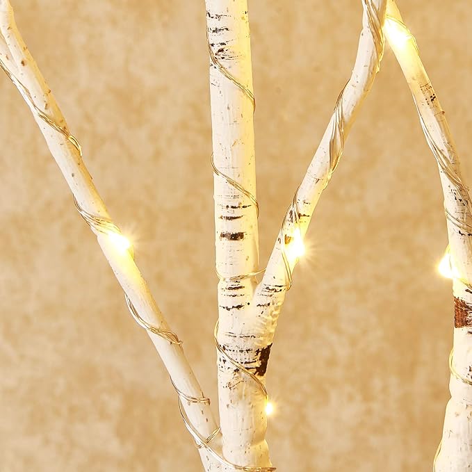 Fudios Lighted Branches with Timer Battery Operated 30IN Tall Birch Twig Lights for Vase 100 LED Outdoor and Indoor Holiday Winter Decor 2Set