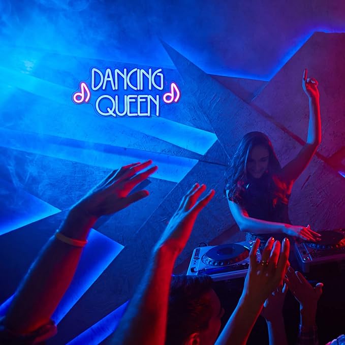 Dancing Queen Neon Sign Dance Led Sign Purple Neon Lights Dance Club Lights Up Sign USB Powered Switch Neon Signs for Wall Decor Dance Studio Dancing Party Bar Dance Club (16.5 * 7.9 inch)
