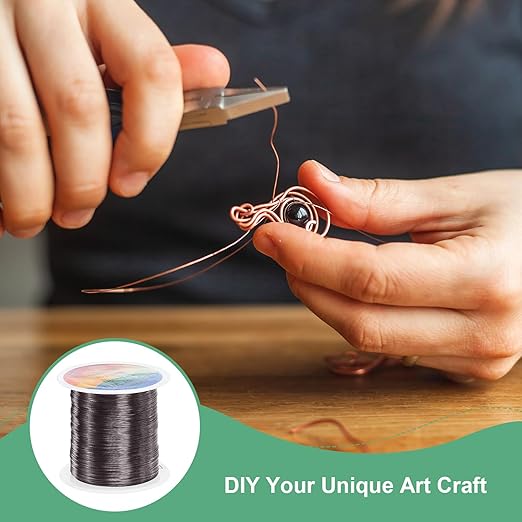0.3mm Jewelry Wire, 28 Gauge 328FT Craft Wire Copper Beading Wire for Jewelry Making/Planting/Weaving/DIY Crafting, Soft Metal Wires [100M, Metallic Black]