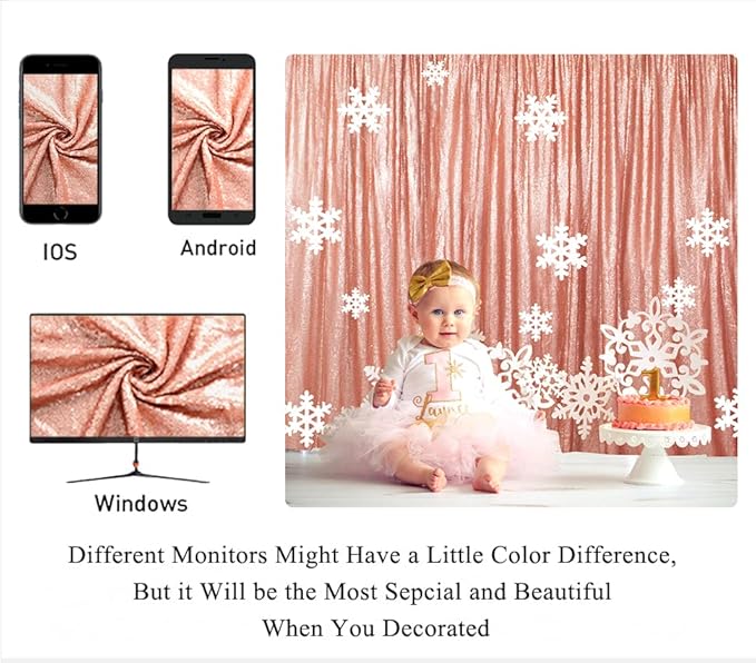 ShinyBeauty Sparkle Backdrop Curtain 2 Panels Set Sequin Photo Backdrop 2FTx8FT Sequin Backdrop Curtain Pack of 2-1220S (2FTx8FT 2Pack, Blush)