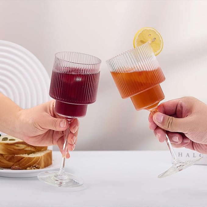 Plastic Goblets Wine Glasses - 12Oz Acrylic Wine Glasses Origami Unbreakable Clear Plastic Cocktail Glasses Recyclable Shatterproof Reusable Wine Cups for Parties & Weddings (Transparent 1)