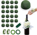 24PCS Round Floral Foam Blocks Holder Set Mini Flower Foam with Bouquet Accessories，Floral Wire, Plant Tape,Crafts Gift Ribbon