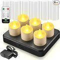 HL Flameless Candles with Remote Timer, 100+Hours Rechargeable Waterproof Outdoor Candles Tea Lights with Charging Base, Warm White LED Votive Floating Tealights for Festival Wedding Party Decor-6pc
