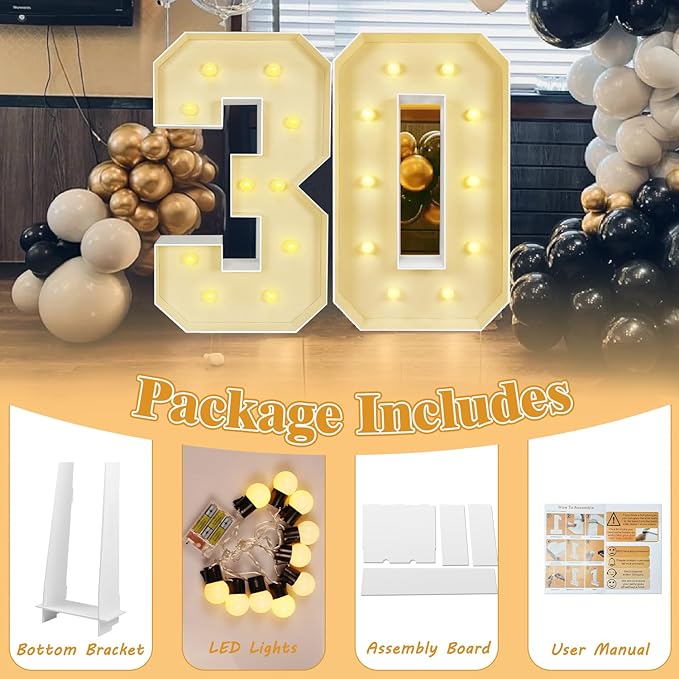 Marquee Light Up Letters: 3FT Large Decorative Signs for Party Decorations Baby Shower Birthday Wedding Engagement Anniversary, 3 Feet Tall Pre-Cut DIY Foamboard Letter S - Easy to Assemble