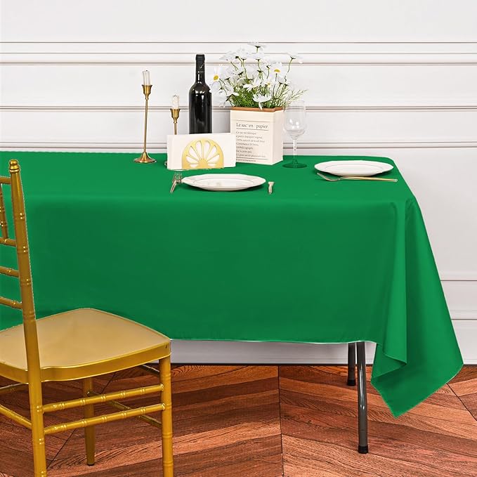 6 Pack Green Tablecloths for 6ft Rectangle Tables 60 x 102 Inch - Polyester Table Cover Stain and Wrinkle Resistant Washable Fabric Table Clothes for Wedding Party Banquet Reception Restaurant