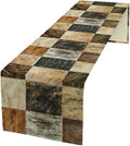 Rustic Cow Skin Patchwork Print Table Runner, Farmhouse Country Western Style Fur Table Cover for Dinning Home Party Holidays Home Setting, 13x36 Inch