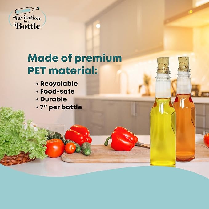 Plastic Bottles & Corks for Bottle Message Invitations, Announcements, DIY Craft, Party Favors & Sand Art - Clear Plastic (160 Bottles & Corks)