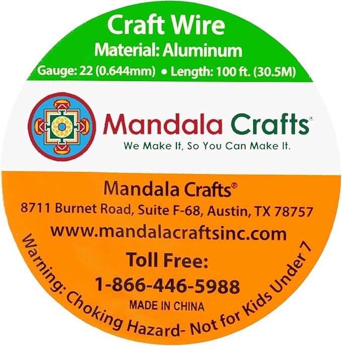 Mandala Crafts 22 Gauge Anodized Aluminum Craft Wire for Jewelry Making - 100 FT Colored Flexible Kelly Green Wire - Bendable for Bonsai Armature Crafting Sculpting