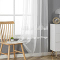 VISIONTEX White Sheer Voile Curtains, Decorative White Embossed European Rod Pocket Window Drapes for Home Kitchen, Living Room and Bedroom 54 x 72 Inch, Set of 2 Curtain Panels