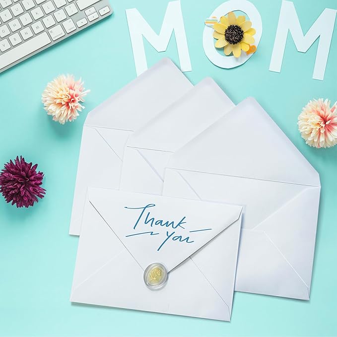 50 Pack 5x7 Envelopes Letter Size, White A7 Envelopes Self Seal for Wedding Invitation, Envelope 5.4x7.6 for Greeting Cards, Photos, Baby Shower, Graduation, Thank You Cards, Announcements