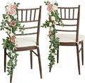 Ling's Moment 10pcs Wedding Chair Decorations Aisle Floral Swag Artificial Pew Flowers Hanging Garland Pink Blush & Cream For Ceremony Reception Church Rose Floral Faux Arrangement Party Outdoor Decor
