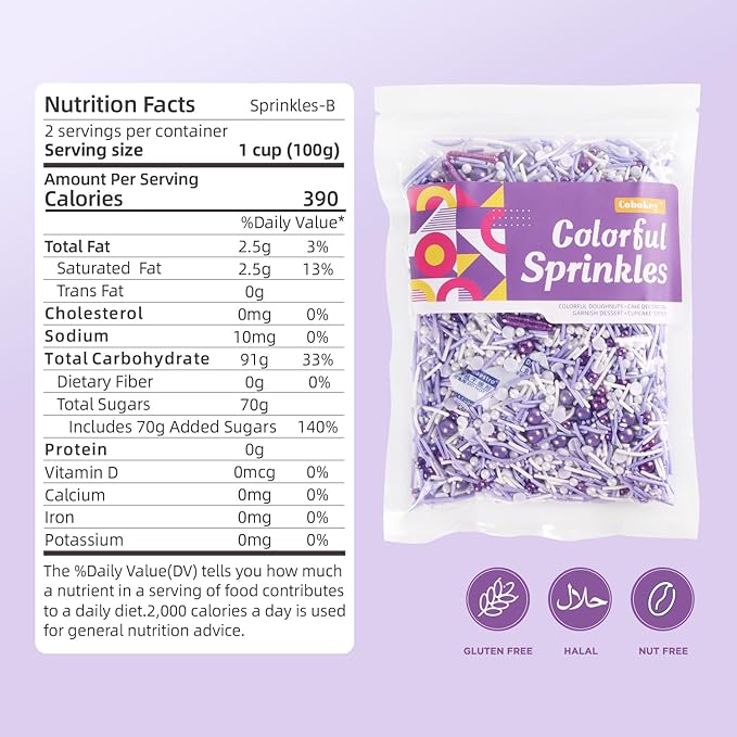Purple Sprinkles For Cake Decorating, Cupcake, Cookies, Ice Cream Topper, Dreamy purple Cake Sprinkles Baking, Perfect For Birthdays Party, New Year’S Eve, 7 Ounces