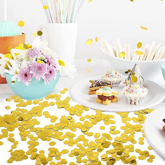 Gold Metallic Foil Confetti(0.59 inch) Round Dots Glitter Table Confetti for Party Wedding Decorations,2.11 OZ per pack
