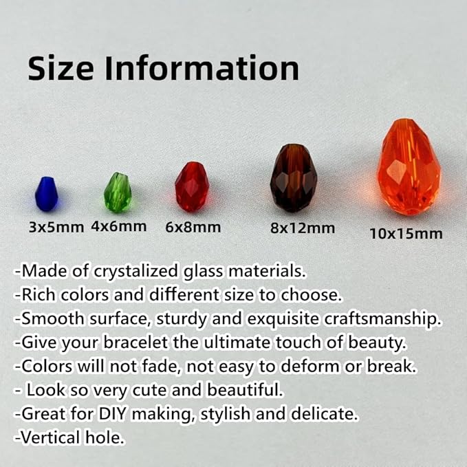 130pcs 6x8mm Teardrop Crystal Glass Beads for Jewelry Making, Faceted Vertical Hole Teardrop Glass Spacer Beads for Wind Chimes Bracelet Earring Necklace DIY Craft(Mix Colors)