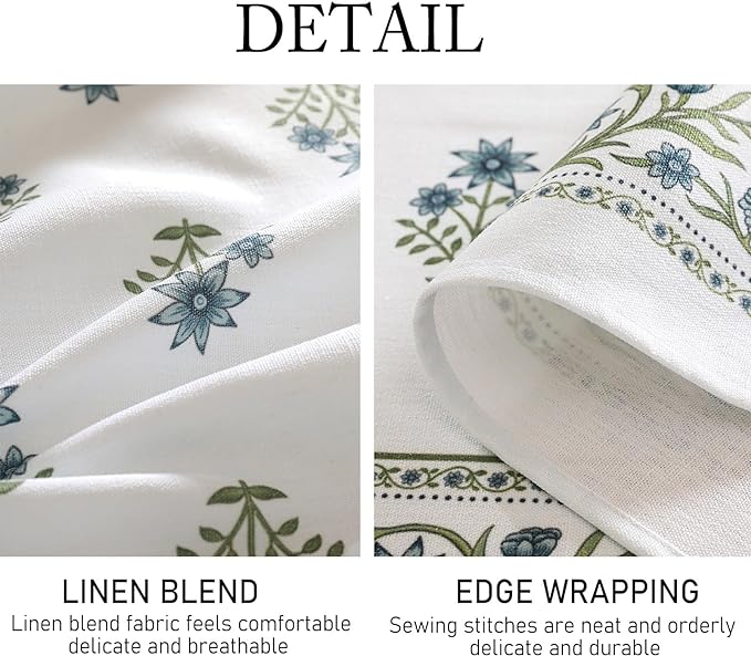 ISAENNE Designer White Linen Round Tablecloth,Chinoiserie Floral Elegant Indoor Table Cloth,Fall Stain Proof Decor Tablecloths for Dining Thanksgiving Kitchen,Diameter 67"-Mosella F