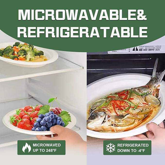 Disposable Paper Plates, 6 inch Heavy Duty Paper Plate, Soak and Cut Proof, Natural Biodegradable Bagasse Plates for Microwave, Dinner, Party, Picnic,125 Pack